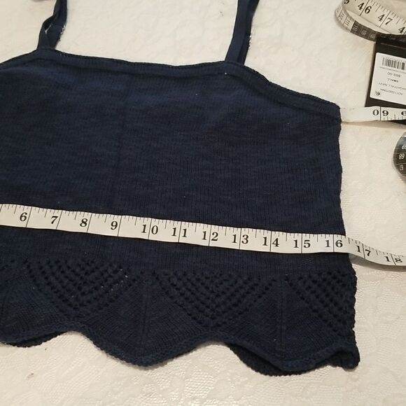 FRYE CROCHET TOP NAVY BLUE NWT CROCHET HEM TANK SMALL NEW WITH TAGS - Picture 14 of 16